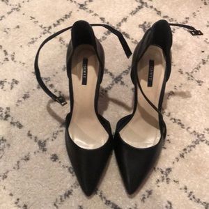 Forever 21 black strap pointy toe pumps
